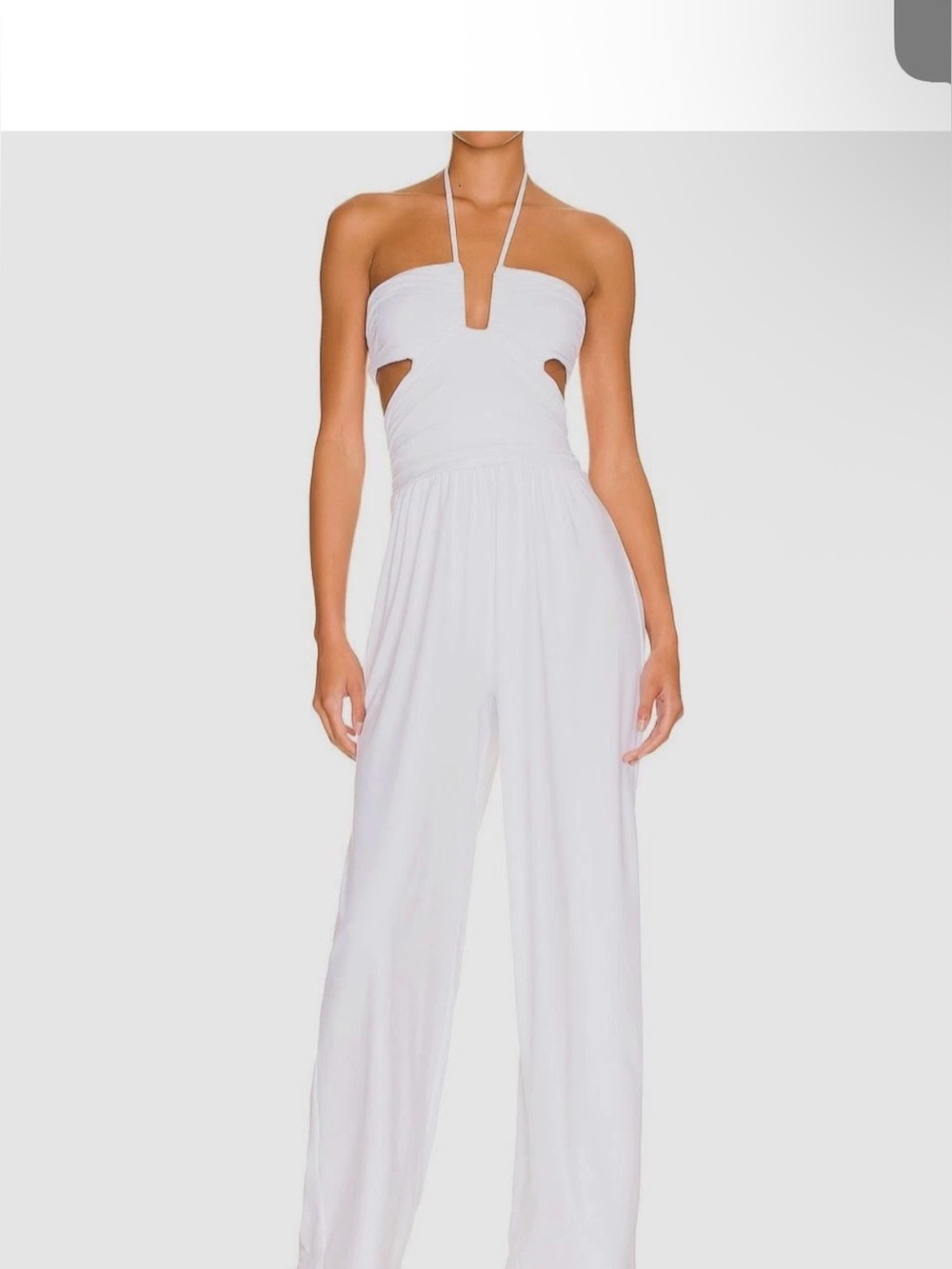 NWT Susana Monaco White Sugar Halter Cutout Wide Leg Jumpsuit XS